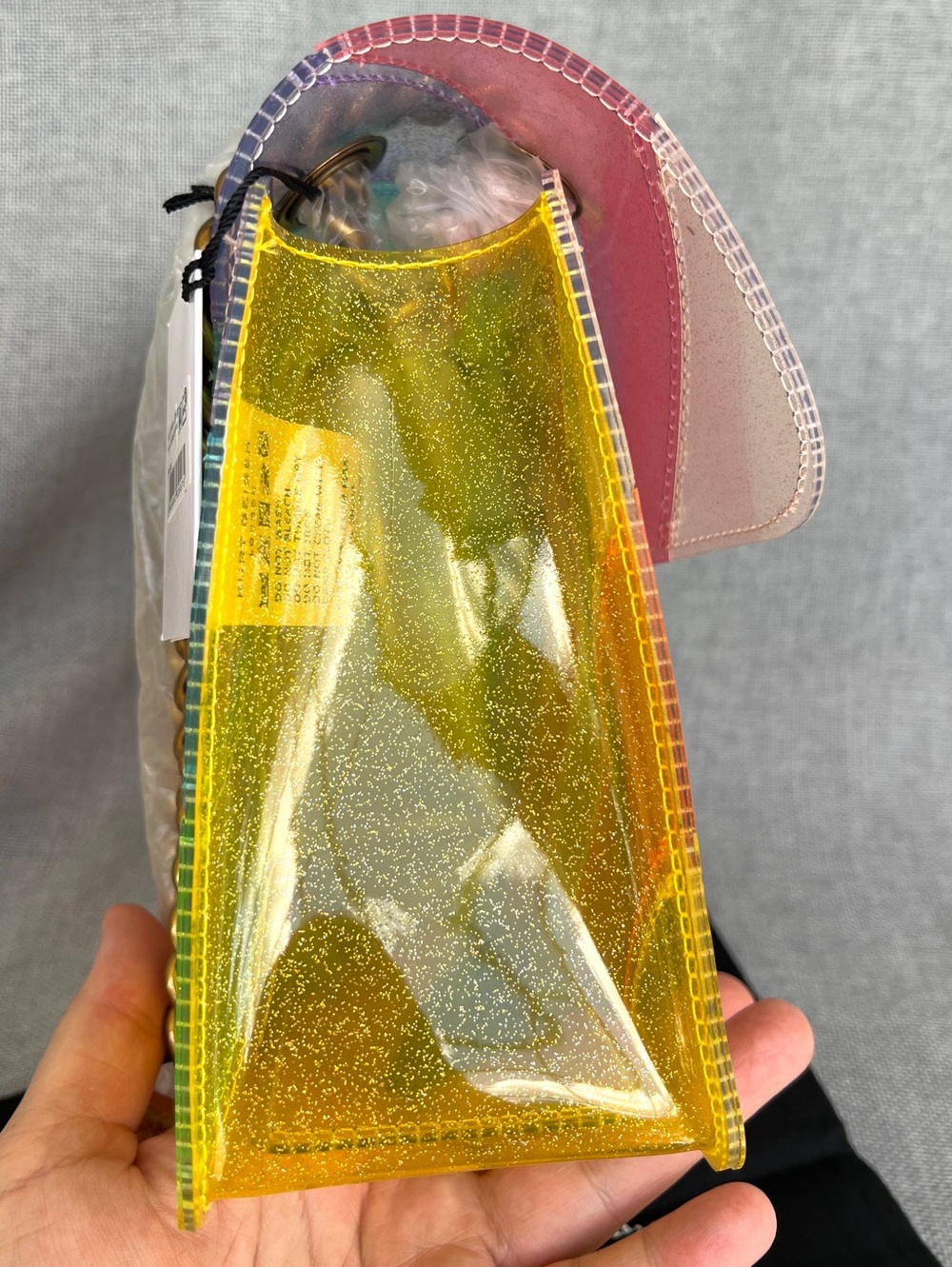 Kensington Vinyl CLEAR RAINBOW GLITTERED crossbody / shoulder bag - Picture 7 of 17